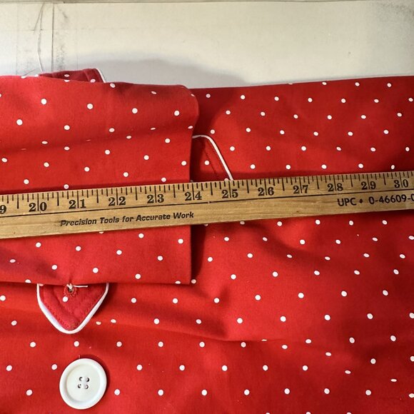 Bandolino Womens Trench Coat Red Polka Dot Belted Waist Large Retro Jacket - Picture 9 of 10